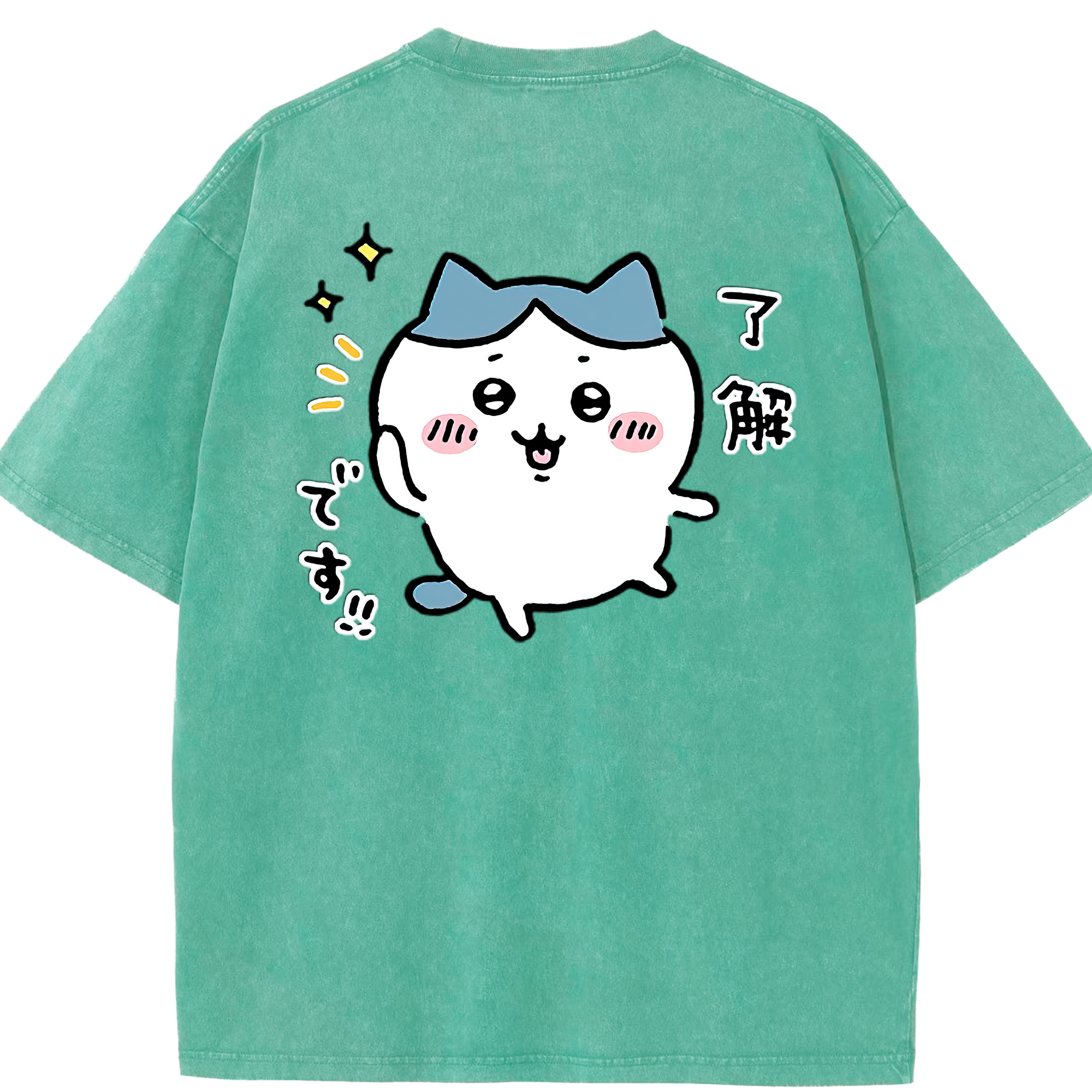 （画像用） ちいかわ ハチワレ Chii-kawa hachiware 綿100% ヴィンテージ風 半袖Tシャツ（背面プリント）